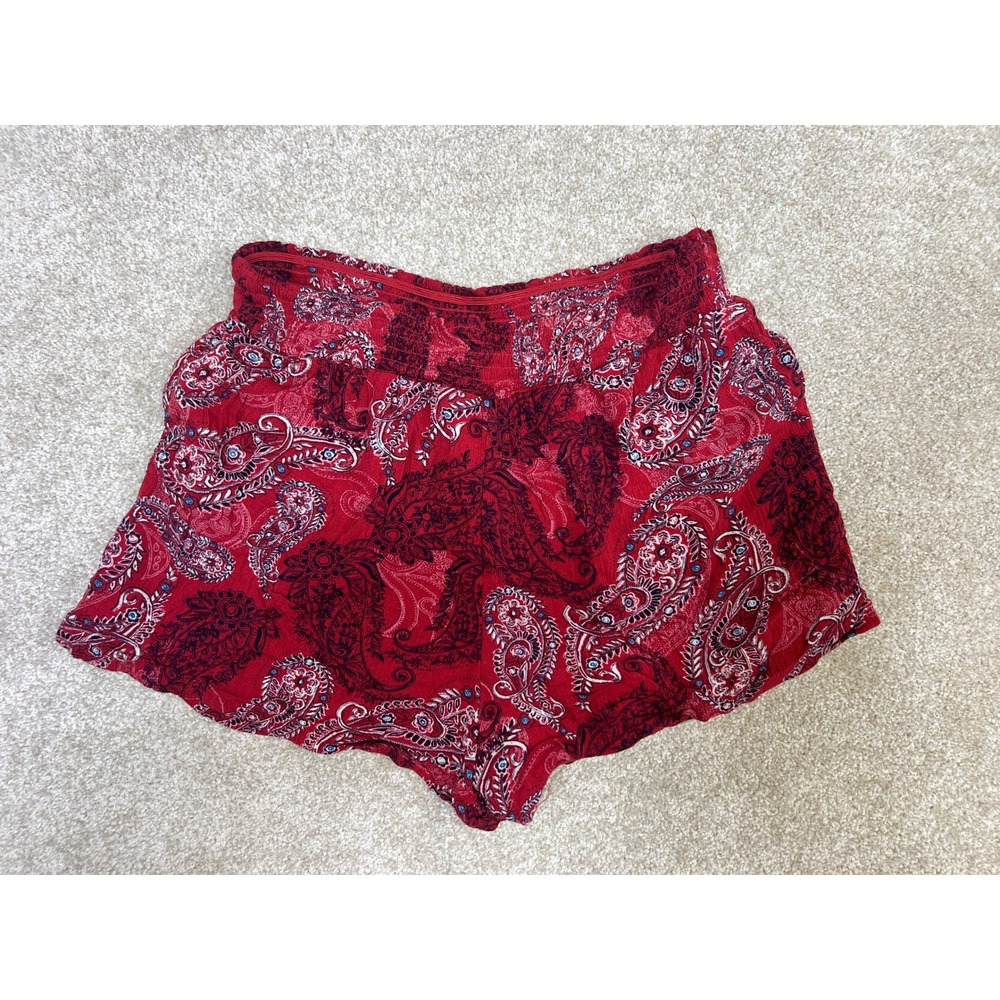 Knox Rose Red Paisley Smocked Waist‎ Shorts Women's Size M